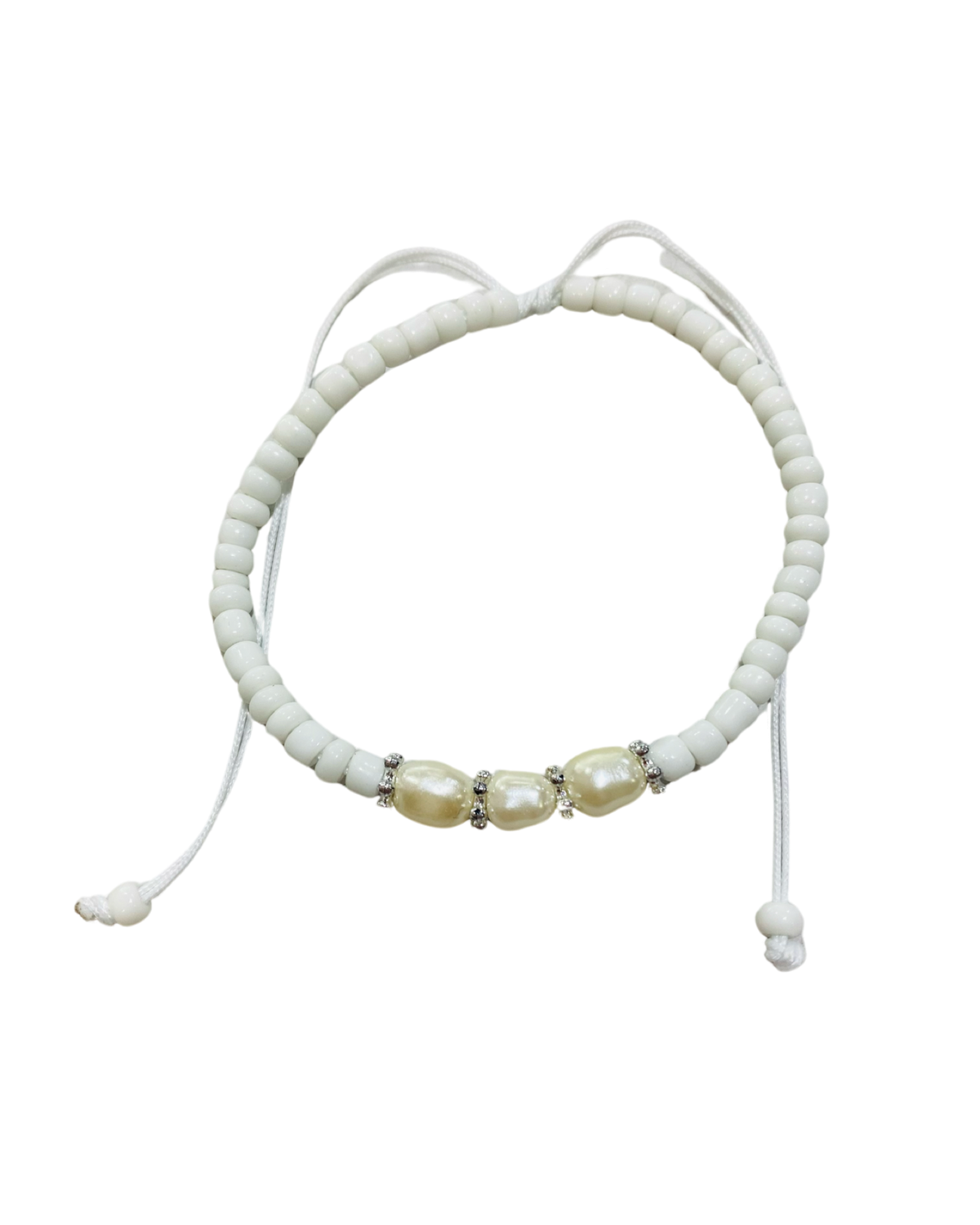 White Bead & Triple Pearl Bracelets - Pack 10