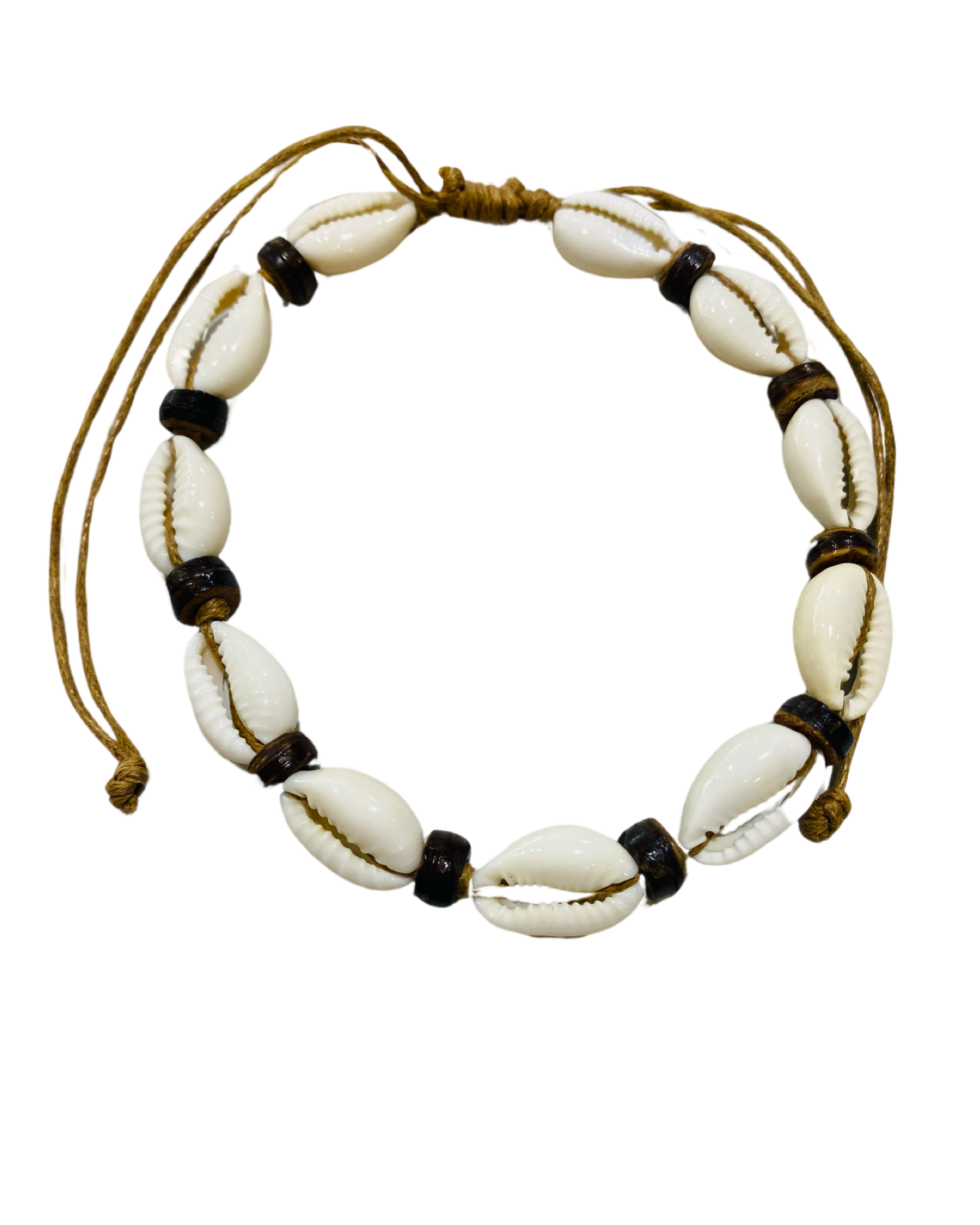 Cowrie Shell & Brown Bead Anklets - Pack 10