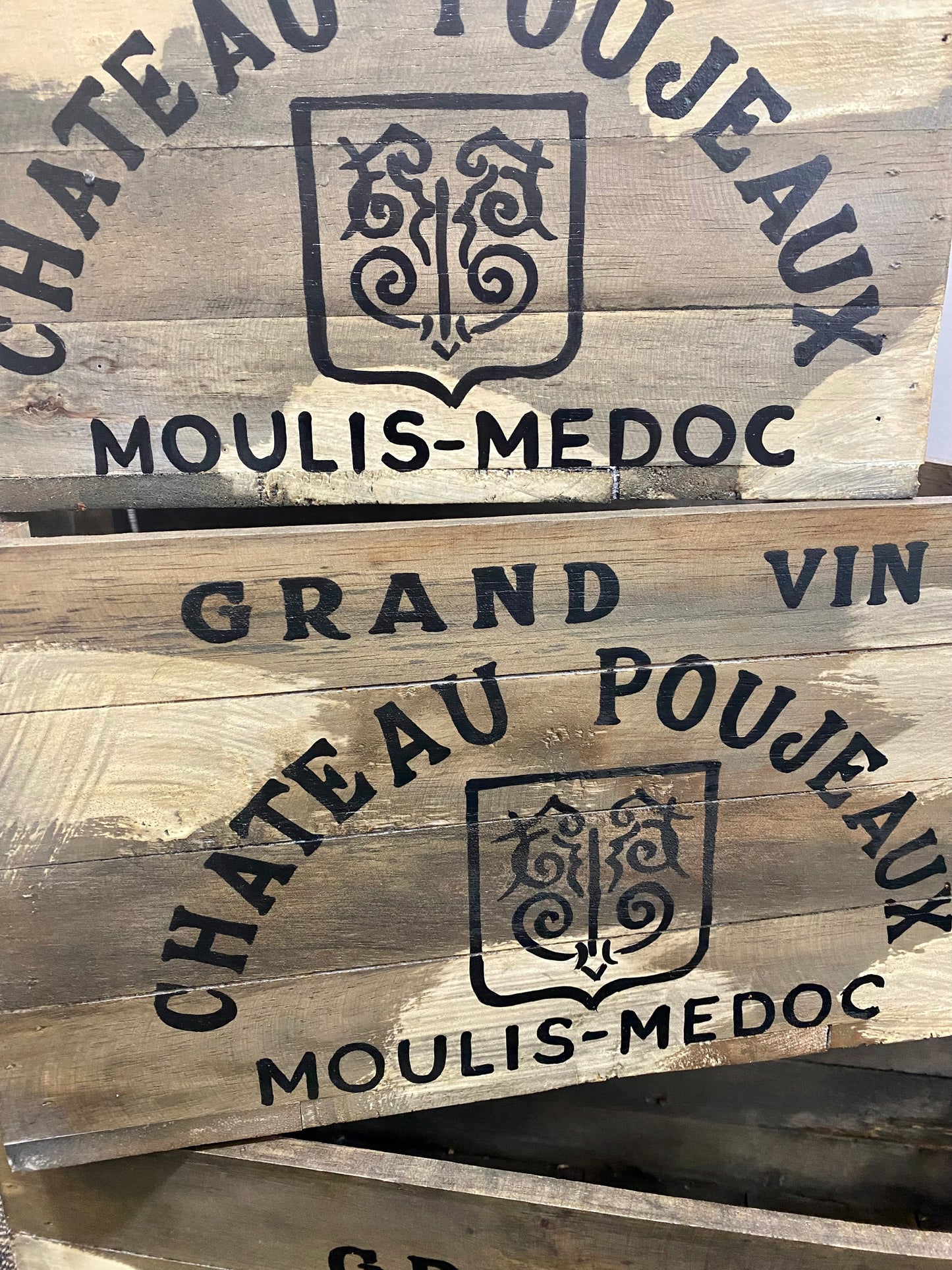 SALE - Grand Vin Set 3 Vintage Style Crates