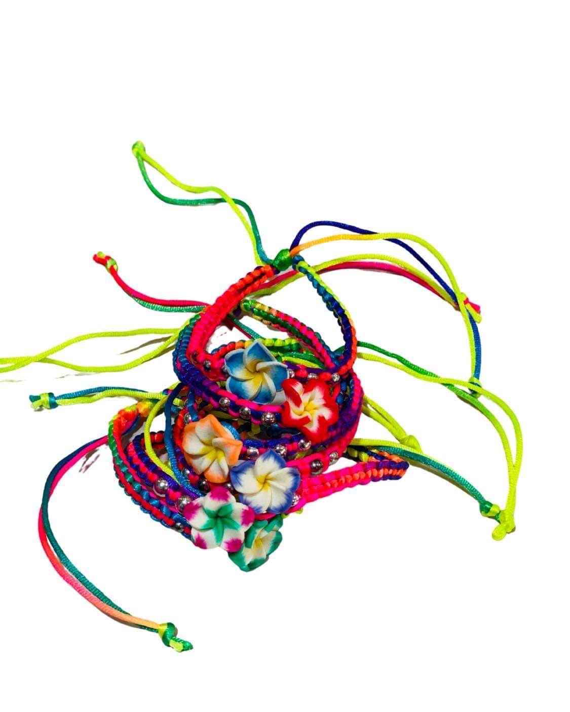 Mixed Colour Neon Frangipani Bracelets 10 pack