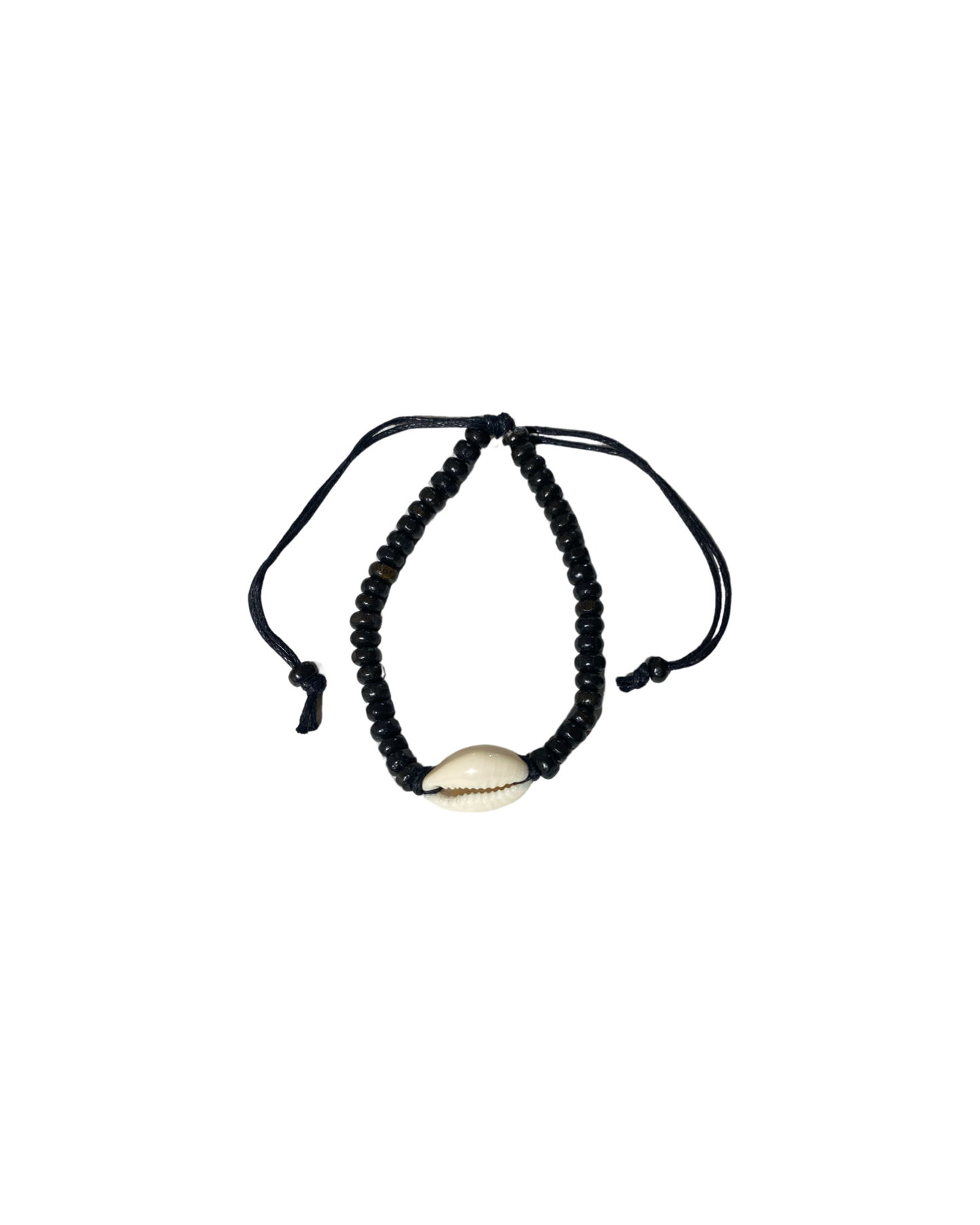 Wooden Black beads with Single Cowrie Shell Bracelets - Pack 10k