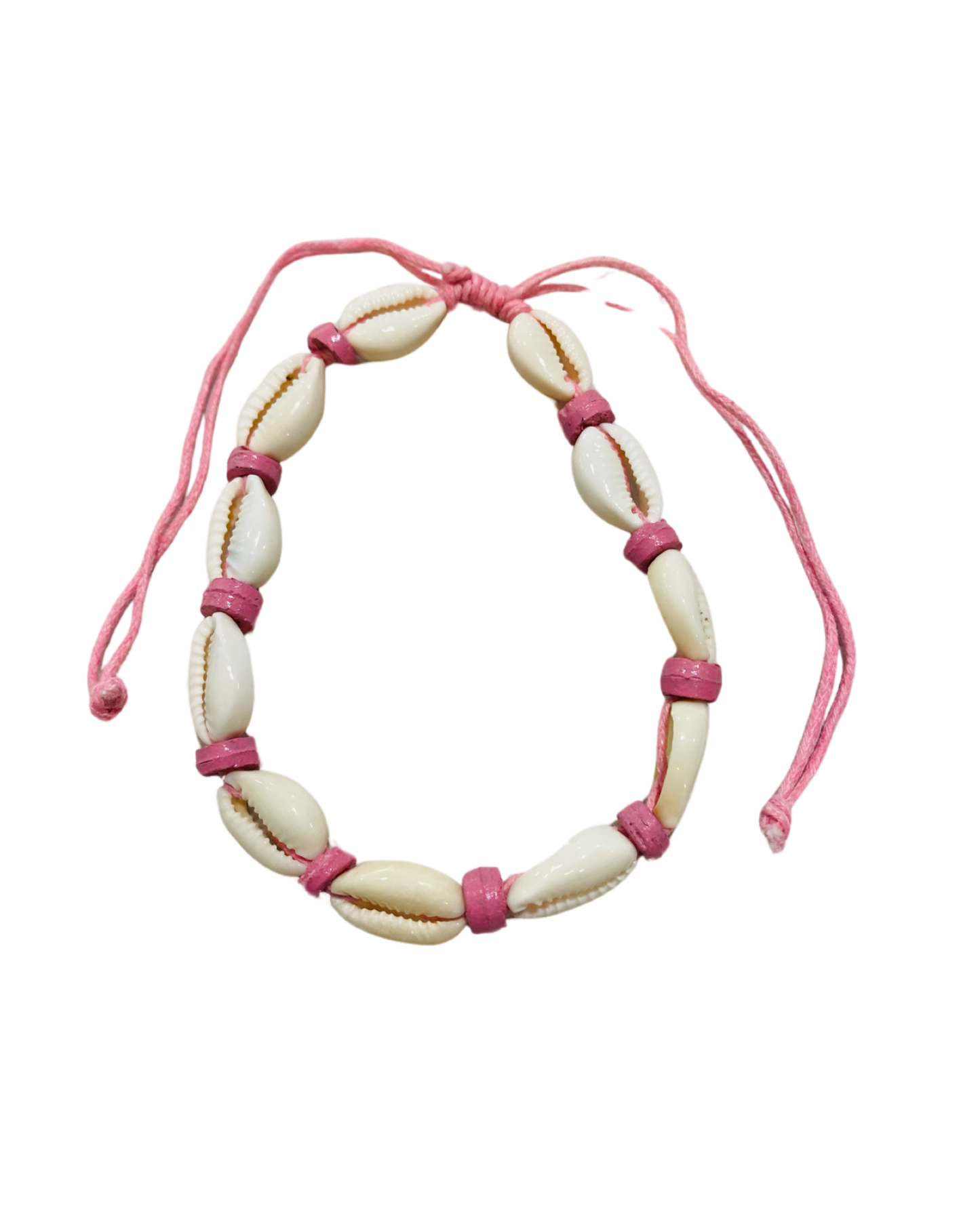 Cowrie Shell & Pink Bead Anklets - Pack 10