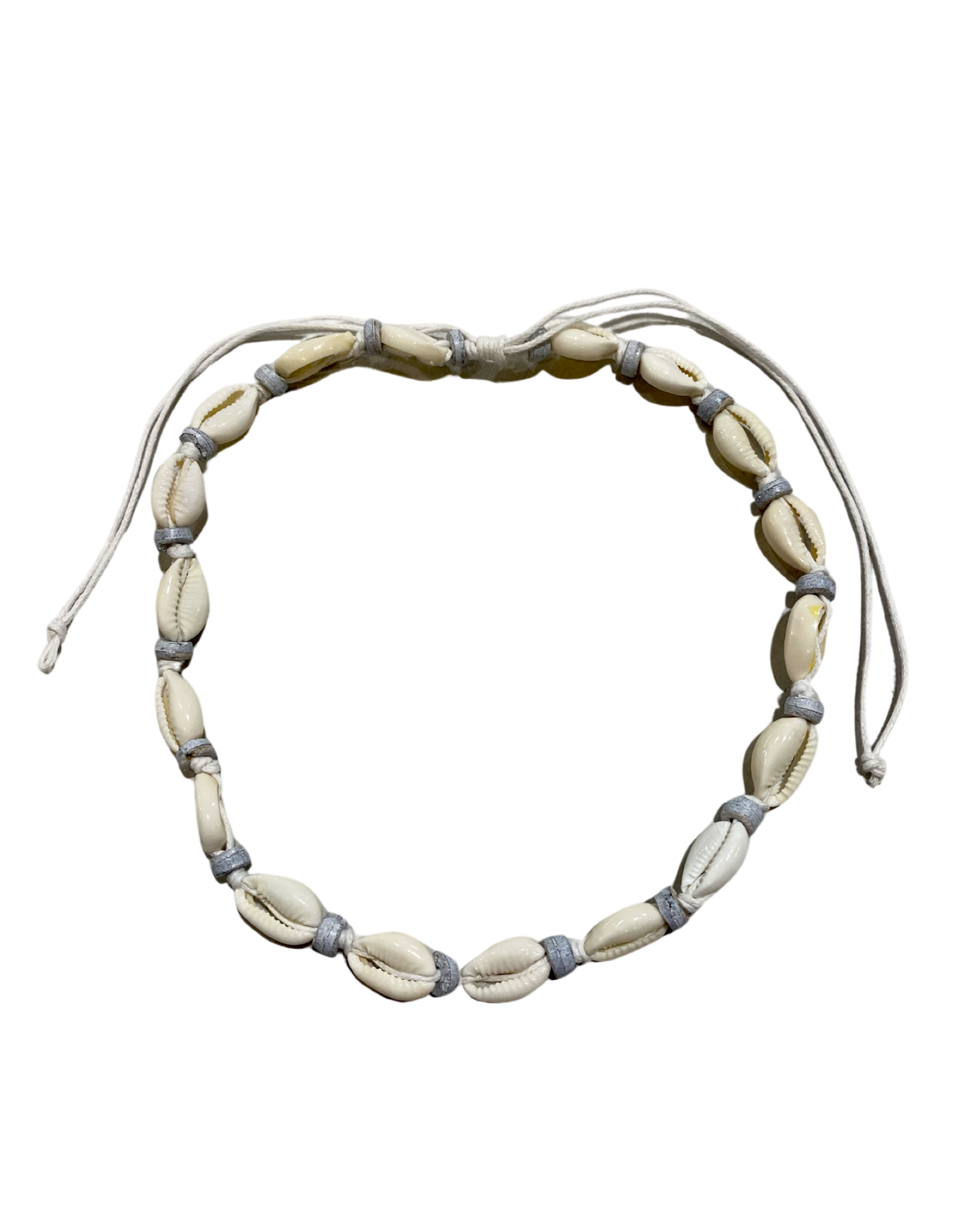 Cowrie Shell Choker Necklace with Light Grey Beads - Pack 10