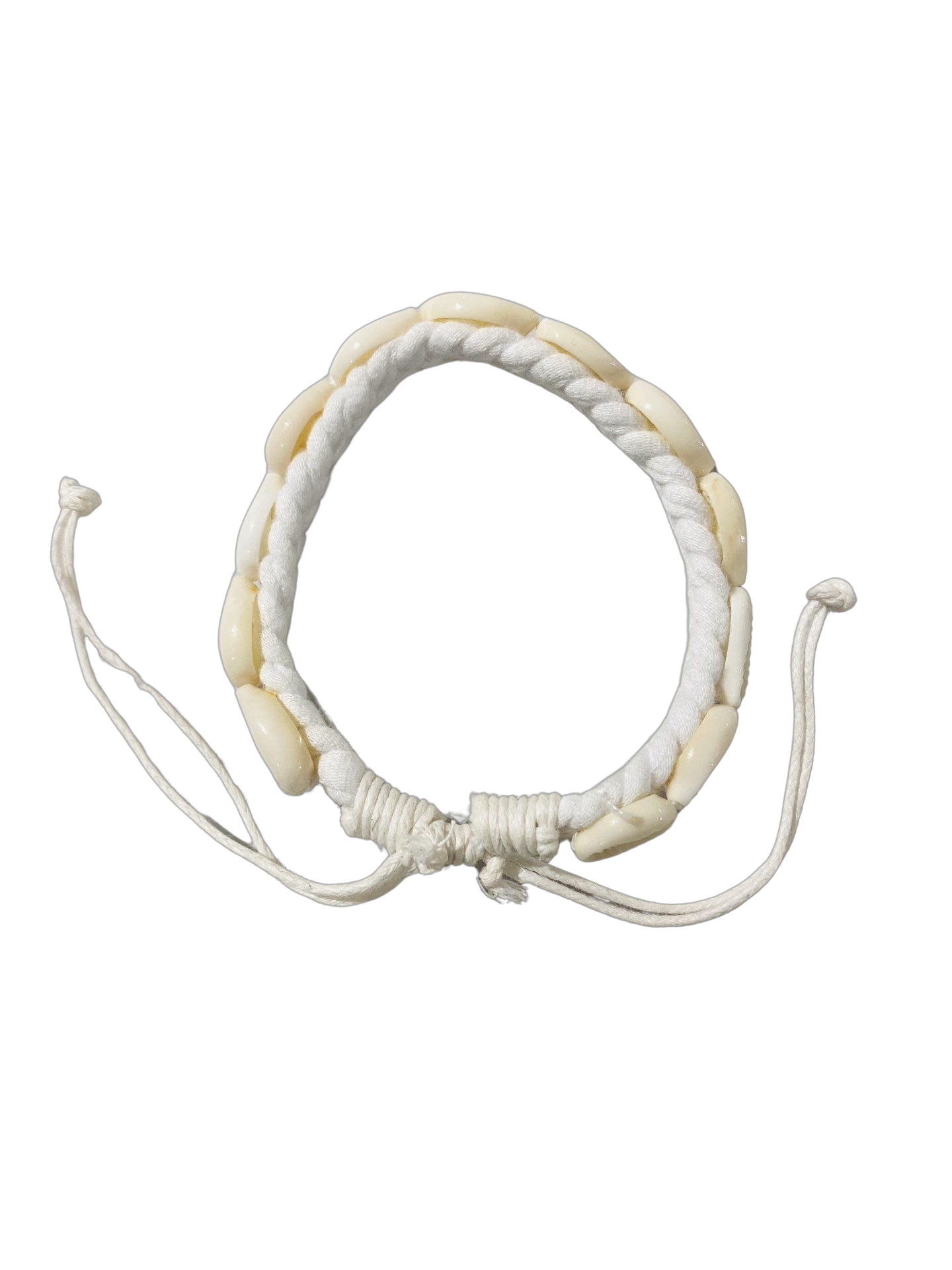 Cowrie Shells with Thick White Cord Bracelets- Pack 10
