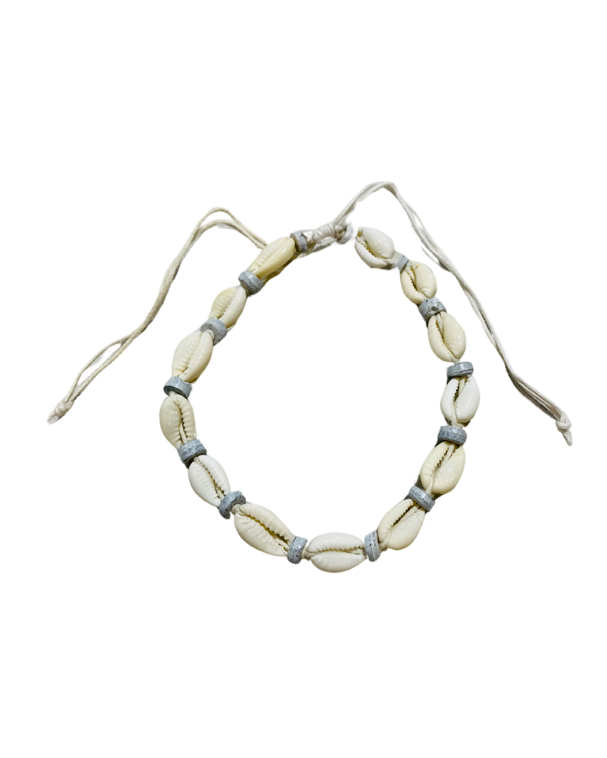 Cowrie Shell & Grey Bead Anklets - Pack 10