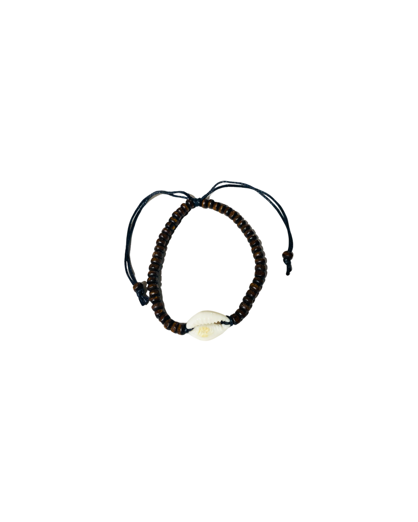 Wooden Brown beads with Single Cowrie Shell Bracelets - Pack 10k