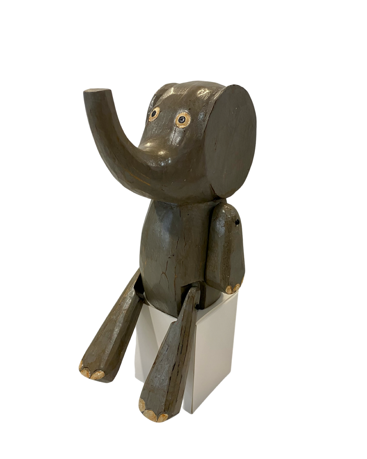 Grey Wooden Elephants