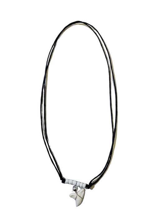 Sharks Tooth Necklace - White Beads - Pack 10