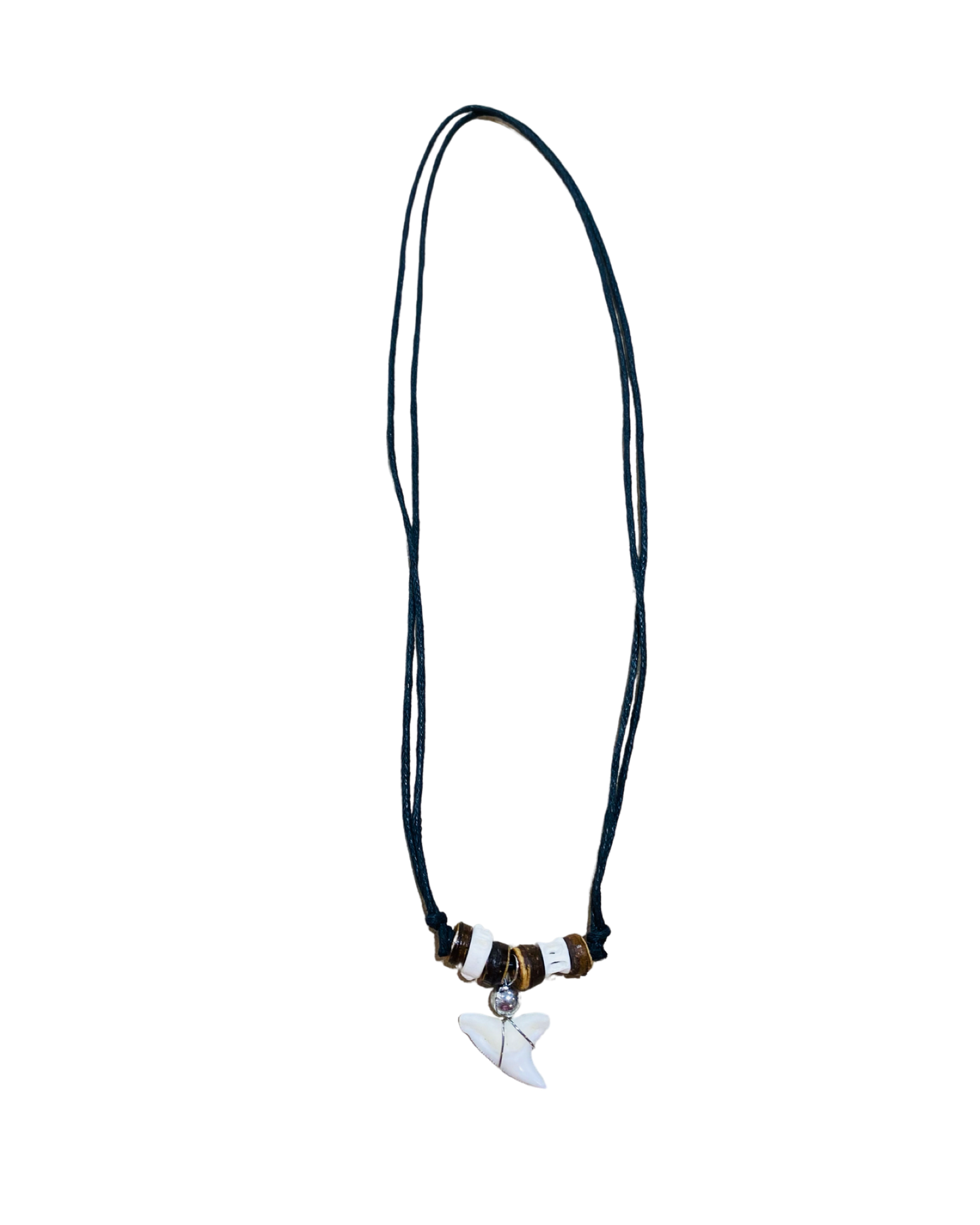 Sharks Tooth Necklace - Brown Wood Beads - Pack 10