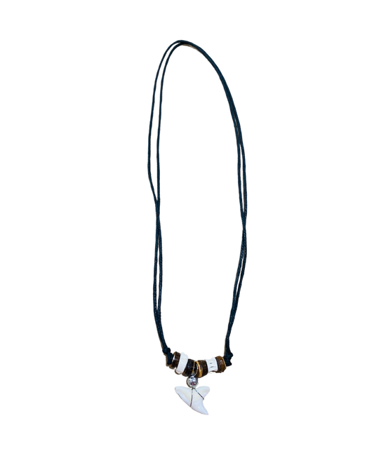 Sharks Tooth Necklace - Brown Wood Beads - Pack 10