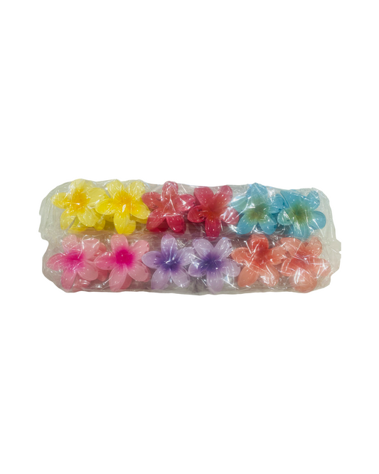 Pack 10 Frangipani Claw Hair Clips- Mixed colours