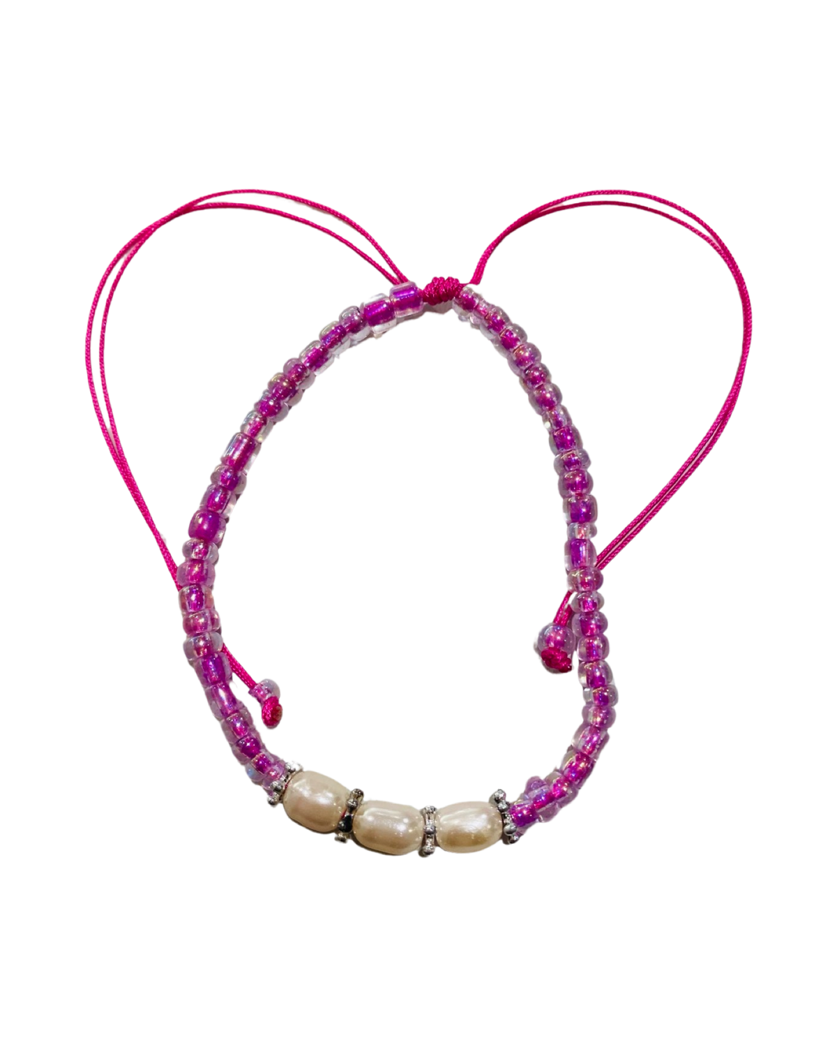 Dark Pink Bead & Triple Pearl Bracelets - Pack 10