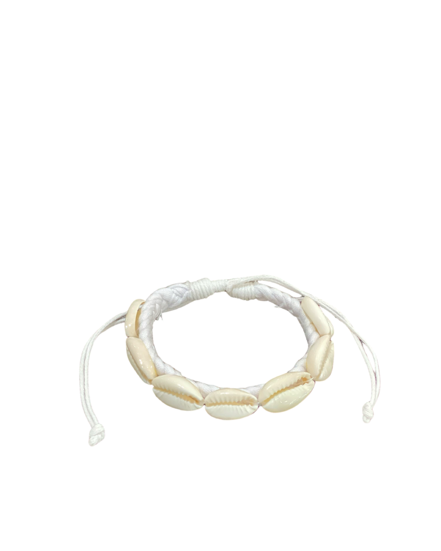 Cowrie Shells with Thick White Cord Bracelets- Pack 10