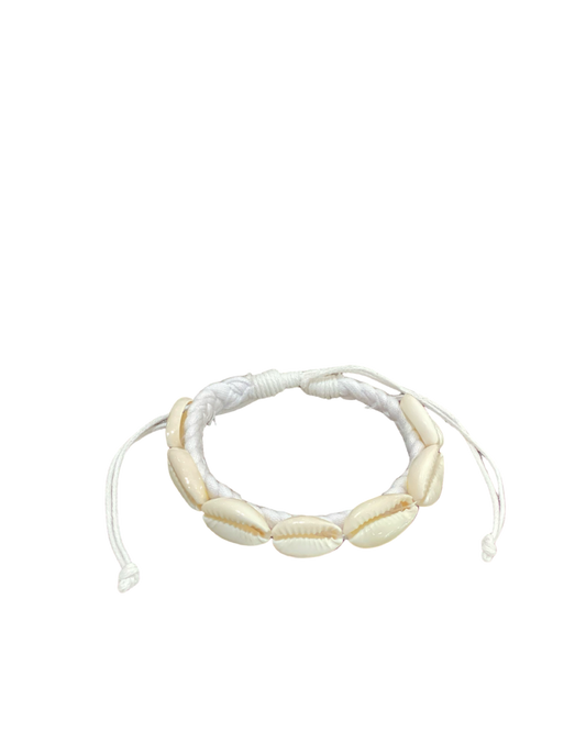Cowrie Shells with Thick White Cord Bracelets- Pack 10
