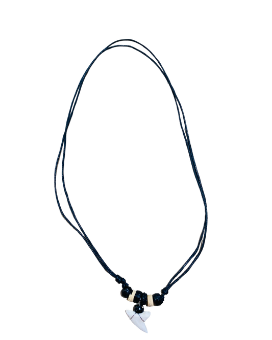 Sharks Tooth Necklace - Black Wood Beads - Pack 10