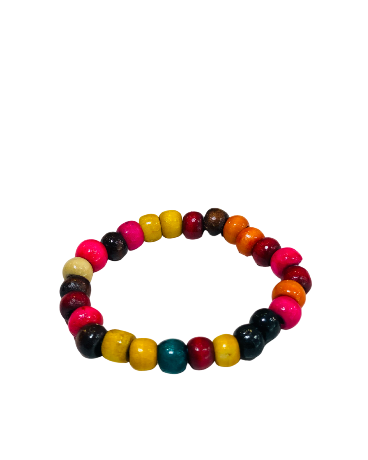Wooden Mixed Colour Bead Bracelet - Pack 10