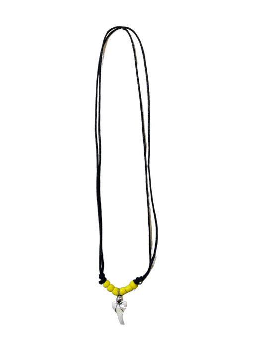 Sharks Tooth Necklace - Yellow Beads - Pack 10