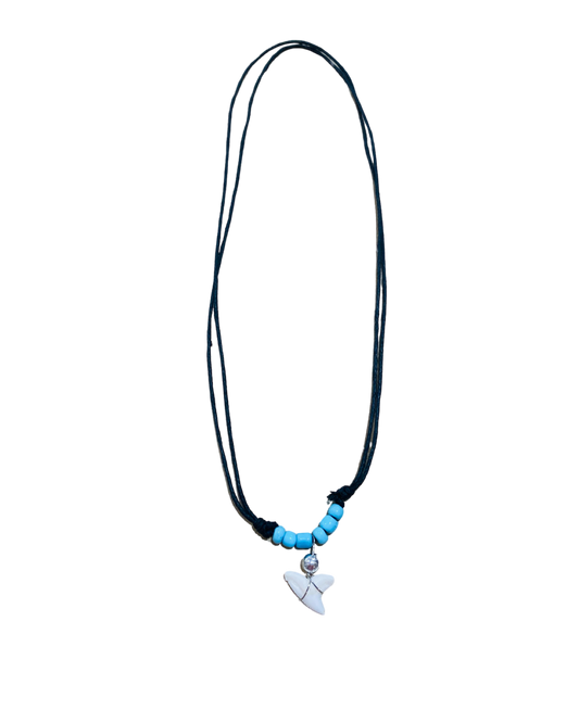 Sharks Tooth Necklace - Blue Beads - Pack 10