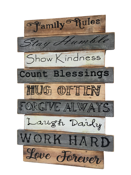 Family Rules Rustic Signs- 2 Colour Choices