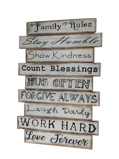 Family Rules Rustic Signs- 2 Colour Choices