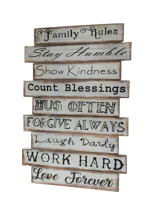 Family Rules Rustic Signs- 2 Colour Choices – Huntress Homewares
